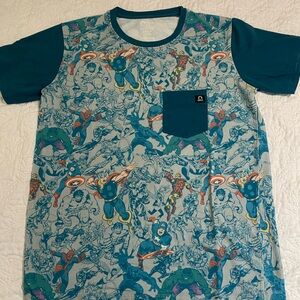 Rags Marvel Teal and Blue Superhero T-Shirt Medium